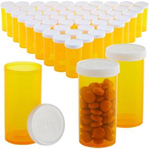 image50Pack Pill Bottles Empty with Caps  13 Pill Dram Plastic Medicine Bottles  Plastic Vials  Containers for Prescription Medication Vitamins ampamp Supplements  Orange50 Count Pack of 1