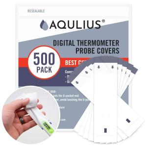 imageAqulius Thermometer Covers Disposable  500 Pack White SingleUse Sleeves  Universal Fit Oral ampamp Rectal Digital Thermometer Probe Covers