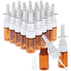imageBright Creations Bulk Nose Spray Bottles  035 fl oz 10 ml Amber Refillable Plastic Nasal Sprayers  24Pack  Fine Mist Caps for Travel ampamp Cosmetic Use