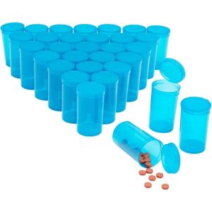 imageJuvale Empty Pill Container with Pop Top Cap  20 Pack 30 Dram Green  Plastic Vials with Caps for Travel Medicine Containers ampamp Home UseBlue