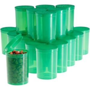 imageJuvale Empty Pill Container with Pop Top Cap  20 Pack 30 Dram Green  Plastic Vials with Caps for Travel Medicine Containers ampamp Home UseGreen