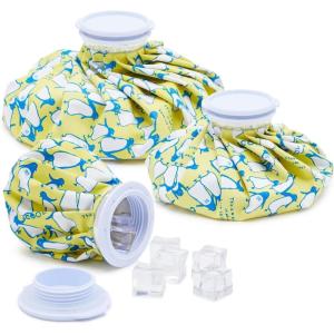 imageJuvale Reusable Ice Packs for Injuries  Small 58 in Medium 9 in ampamp Large 105 in 3 Pack Penguin Print  Ice Bag Screw Top for Pain Relief ampamp Headache