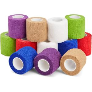 imageJuvale Stretch Vet Wrap ampamp Cohesive Bandage Tape with 6 Assorted Colors  Medical Wrap for First Aid Wrist and Ankle Swelling Animals Pets Sports 2 in x 6 yd2 Inch x 6 Yards