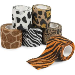 imageZodaca 6 Rolls Self Adherent Bandage Wraps 2 Inch x 5 Yards Cohesive Vet Tape for First Aid Animal Print  Cow Tape  Decorative Adhesive Wrap Bandage6 Count Pack of 1
