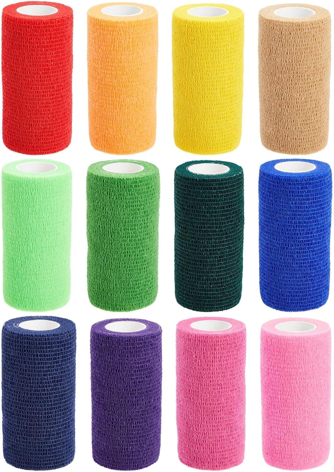 imageJuvale SelfAdherent Cohesive Bandage Wrap  Vet Tape for Horses ampamp Dogs  Sprain ampamp Strain Relief Elastic Bandage Wrap  Breathable ampamp TearbyHand Colored Roll Gauze  4 in x 5 yd Pack of 124 Inch x 5 Yards Pack of 2