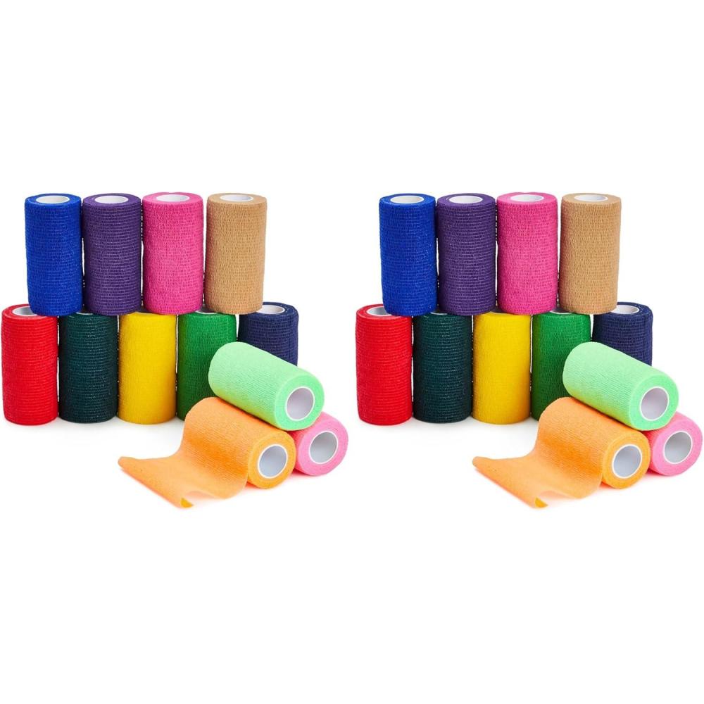 imageJuvale SelfAdherent Cohesive Bandage Wrap  Vet Tape for Horses ampamp Dogs  Sprain ampamp Strain Relief Elastic Bandage Wrap  Breathable ampamp TearbyHand Colored Roll Gauze  4 in x 5 yd Pack of 124 Inch x 5 Yards Pack of 2