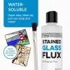 imageIMPRESA Liquid Zinc Flux for Stained Glass Supplies  8 Oz Bottle  WaterSoluble Formula ampamp Brush Included  Compatible with Copper Zinc ampamp Lead Foil for Stained Glass Soldering