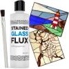 imageIMPRESA Liquid Zinc Flux for Stained Glass Supplies  8 Oz Bottle  WaterSoluble Formula ampamp Brush Included  Compatible with Copper Zinc ampamp Lead Foil for Stained Glass Soldering