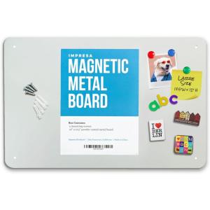 imageImpresa Metal Magnetic Board for Wall  Photo ampamp Note Organizer ampamp Magnetic Memo Board  PowderCoated Steel ampamp Magnet Display  Dual Mounting ampamp Display for Magnets  175 x 12 in Gray Alloy Steel