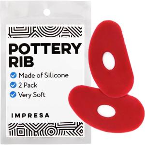 imageImpresa Pottery Tools ampamp Ribs  2Pack Red Silicone Clay Ribs ampamp Rubber Kidney  Soft Ceramic Smoother  Smooths ampamp Shapes Clay ampamp Removes Finger Marks for Wheel Throwing ampamp Handbuilding