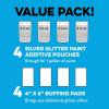 imageImpresa Glitter Paint Additive Kit  4 x 35 Oz UltraFine Silver Glitter ampamp 4 Buffing Pads  Add to Paint or Varnish for Walls Ceilings Grout ampamp Furniture