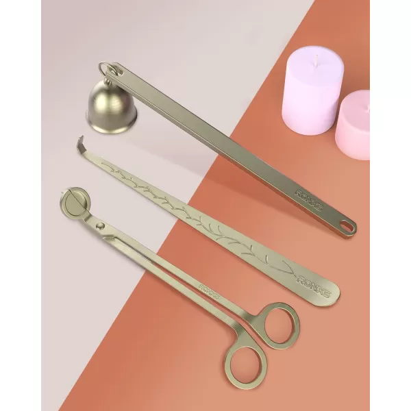 imageRONXS 3 in 1 Candle Wick Trimmer Set Candle Accessory Wick Cutter Candle Snuffer Extinguisher Candle Wick Dipper with Gift Package for Candle Lovers SilverBbronze