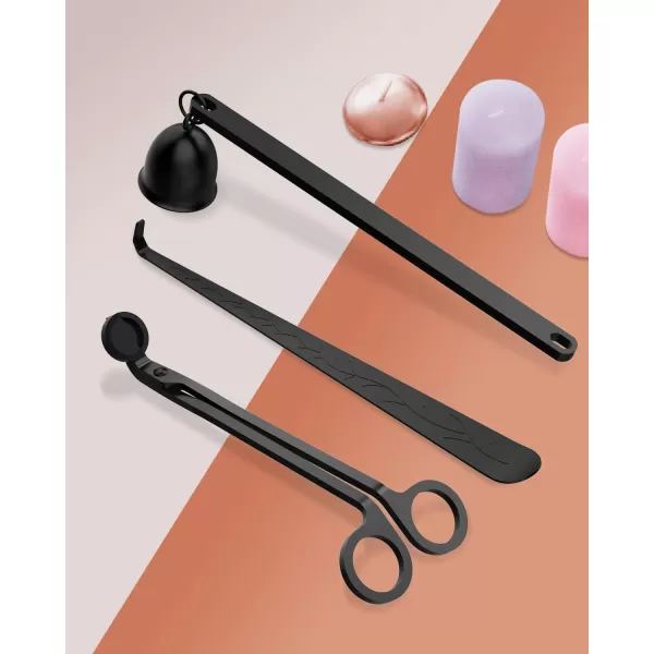 imageRONXS 3 in 1 Candle Wick Trimmer Set Candle Accessory Wick Cutter Candle Snuffer Extinguisher Candle Wick Dipper with Gift Package for Candle Lovers SilverAblack