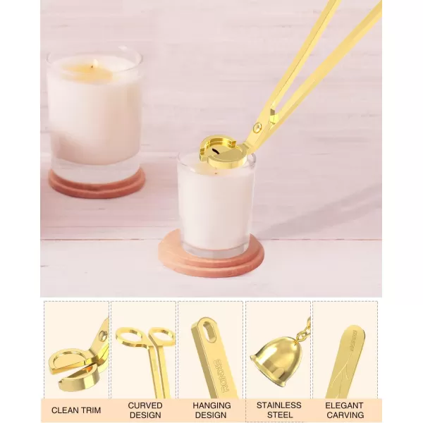 imageRONXS 3 in 1 Candle Wick Trimmer Set Candle Accessory Wick Cutter Candle Snuffer Extinguisher Candle Wick Dipper with Gift Package for Candle Lovers SilverEgold