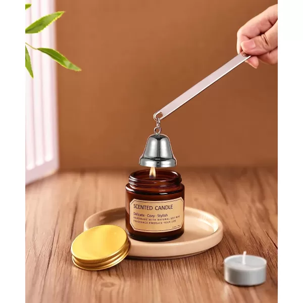 imageRONXS 3 in 1 Candle Wick Trimmer Set Candle Accessory Wick Cutter Candle Snuffer Extinguisher Candle Wick Dipper with Gift Package for Candle Lovers SilverDsilver