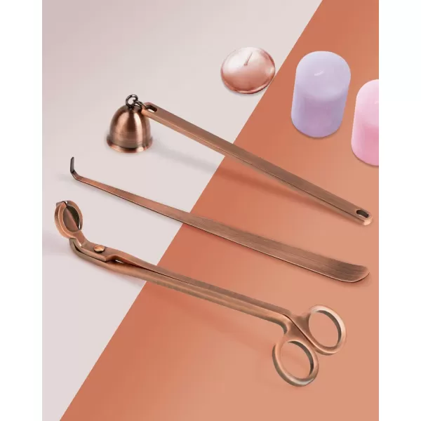 imageRONXS 3 in 1 Candle Wick Trimmer Set Candle Accessory Wick Cutter Candle Snuffer Extinguisher Candle Wick Dipper with Gift Package for Candle Lovers SilverCcopper