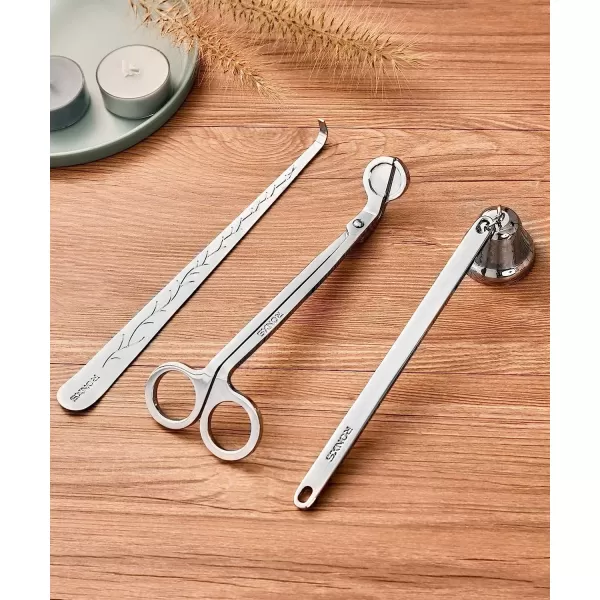 imageRONXS 3 in 1 Candle Wick Trimmer Set Candle Accessory Wick Cutter Candle Snuffer Extinguisher Candle Wick Dipper with Gift Package for Candle Lovers SilverDsilver