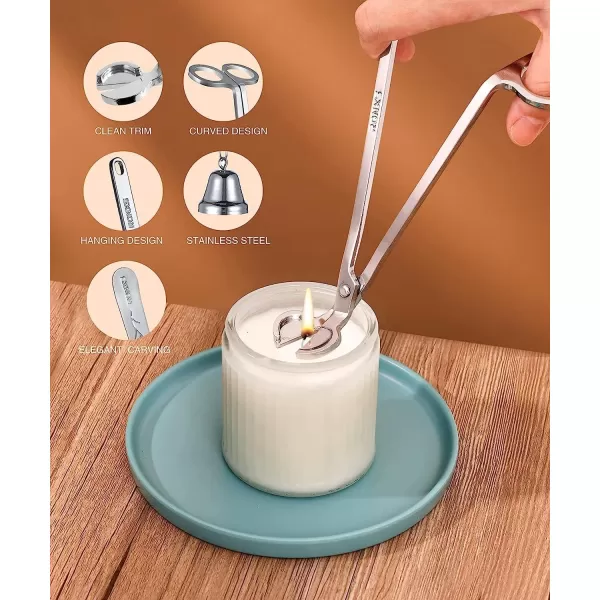 imageRONXS 3 in 1 Candle Wick Trimmer Set Candle Accessory Wick Cutter Candle Snuffer Extinguisher Candle Wick Dipper with Gift Package for Candle Lovers SilverDsilver