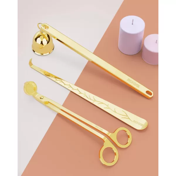 imageRONXS 3 in 1 Candle Wick Trimmer Set Candle Accessory Wick Cutter Candle Snuffer Extinguisher Candle Wick Dipper with Gift Package for Candle Lovers SilverEgold