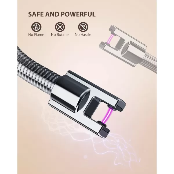 imageRONXS Candle Lighter Electric Lighter Rechargeable Type C Lighters Arc Lighter with LED Battery Display Flameless Long Lighters for Candles Grill BBQ Camping BlackIblacksilver