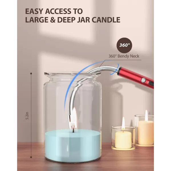 imageRONXS Candle Lighter Electric Lighter Rechargeable Type C Lighters Arc Lighter with LED Battery Display Flameless Long Lighters for Candles Grill BBQ Camping BlackBred
