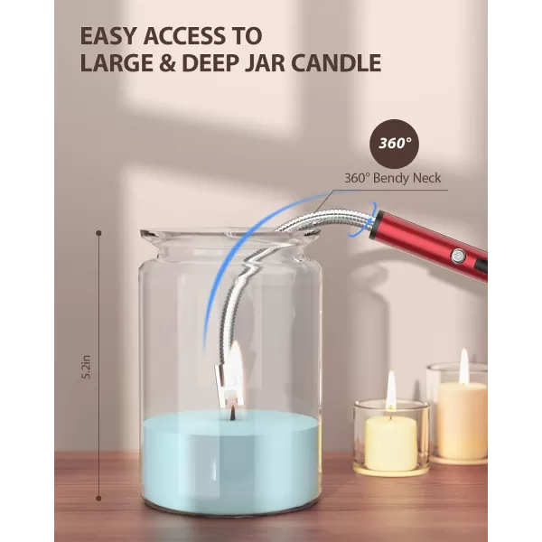 imageRONXS Candle Lighter Electric Lighter Rechargeable Type C Lighters Arc Lighter with LED Battery Display Flameless Long Lighters for Candles Grill BBQ Camping BlackMredblue