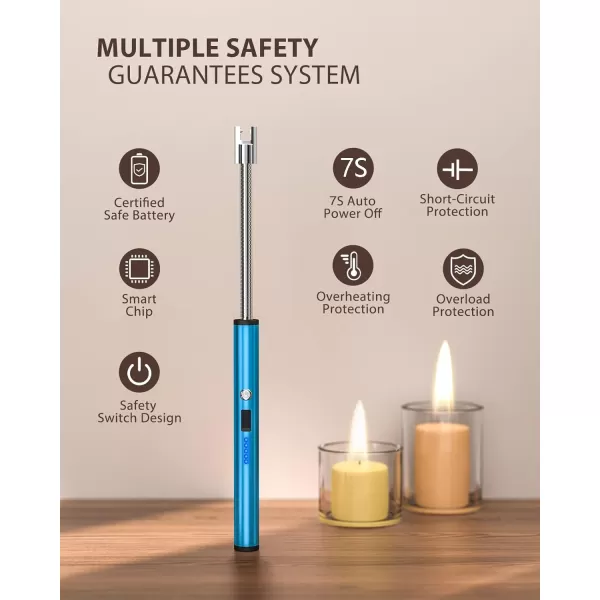 imageRONXS Candle Lighter Electric Lighter Rechargeable Type C Lighters Arc Lighter with LED Battery Display Flameless Long Lighters for Candles Grill BBQ Camping BlackMredblue