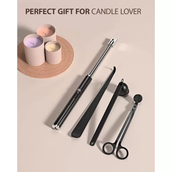 imageRONXS Candle Lighter Electric Lighter Rechargeable Type C Lighters Arc Lighter with LED Battery Display Flameless Long Lighters for Candles Grill BBQ Camping BlackHblackblack