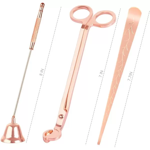 imageRONXS Candle Wick Trimmer 3 in 1 Candle Snuffer Wick Cutter ampamp Candle Wick Dipper Candle Care Kit Candle Accessory Set Ideal Gift for Candle Lover BlackRose Gold