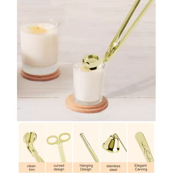 imageRONXS Candle Wick Trimmer 3 in 1 Candle Snuffer Wick Cutter ampamp Candle Wick Dipper Candle Care Kit Candle Accessory Set Ideal Gift for Candle Lover BlackGold