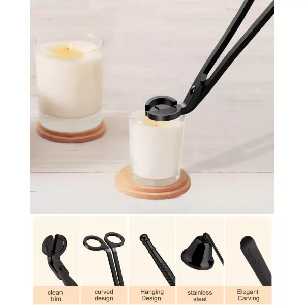 imageRONXS Candle Wick Trimmer 3 in 1 Candle Snuffer Wick Cutter ampamp Candle Wick Dipper Candle Care Kit Candle Accessory Set Ideal Gift for Candle Lover BlackBlack