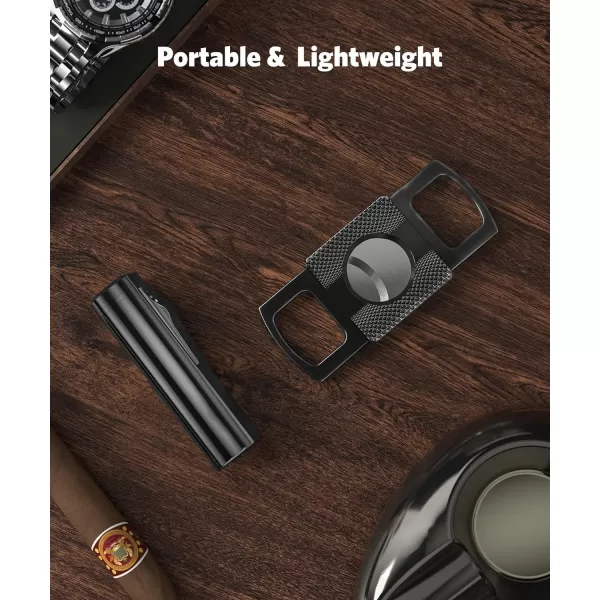 imageRONXS Cigar Lighter and Cutter Set Adjustable Jet Flame Torch Lighter and Cigar Cutter Windproof Cigarette Lighters Great Gift Idea for Fathers Day and Birthday Butane Gas Not Included BlackBlack