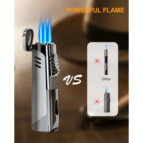 imageRONXS Torch Lighter Triple Jet Flame Lighter with Punch Refillable Windproof Pocket Butane Lighter Ideal Gift for Men Father Butane Gas Not Included