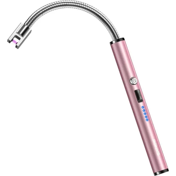 imageRONXS Candle Lighter Electric Lighter Rechargeable Type C Lighters Arc Lighter with LED Battery Display Flameless Long Lighters for Candles Grill BBQ Camping BlackDpink