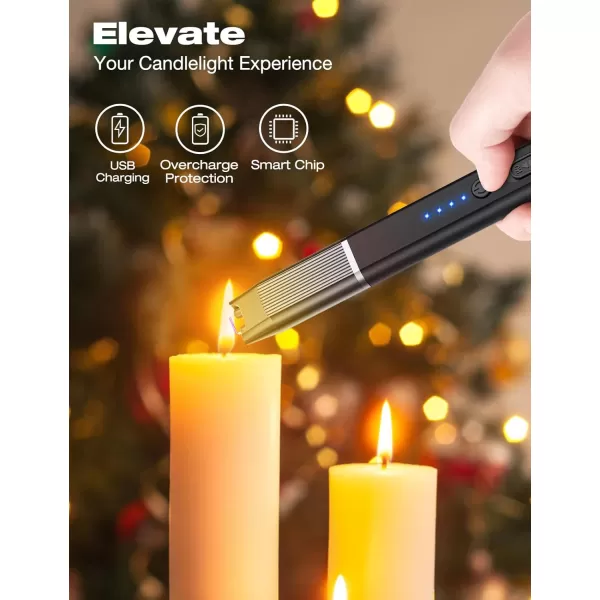 imageRONXS 4 in 1 Candle Accessory Set Candle Wick Trimmer Cutter Candle Electric Lighter Candle Snuffer Extinguisher Wick Dipper with Gift Package for Candle Lovers Gift for Her BlackAblack