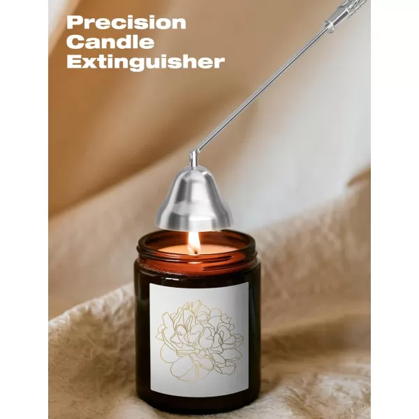 imageRONXS 4 in 1 Candle Accessory Set Candle Wick Trimmer Cutter Candle Electric Lighter Candle Snuffer Extinguisher Wick Dipper with Gift Package for Candle Lovers Gift for Her BlackFsilver With Tray