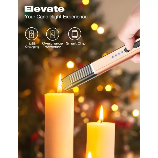 imageRONXS 4 in 1 Candle Accessory Set Candle Wick Trimmer Cutter Candle Electric Lighter Candle Snuffer Extinguisher Wick Dipper with Gift Package for Candle Lovers Gift for Her BlackCgold