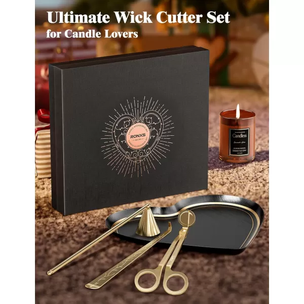 imageRONXS 4 in 1 Candle Accessory Set Love Gift Box Candle Wick Trimmer Wick Snuffer Wick Dipper Heart Shape Tray PlatePerfect Candle Care Kit Gift for Candles Lovers on Christmas Valentines Day