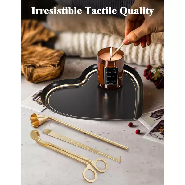 imageRONXS 4 in 1 Candle Accessory Set Love Gift Box Candle Wick Trimmer Wick Snuffer Wick Dipper Heart Shape Tray PlatePerfect Candle Care Kit Gift for Candles Lovers on Christmas Valentines Day