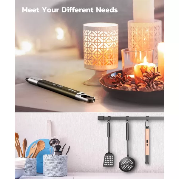 imageRONXS Electric Lighter Candle Lighter with Safety Lock Windproof Flamless Arc Rechargeable Long Lighter with Battery IndicatorAblackchampagne