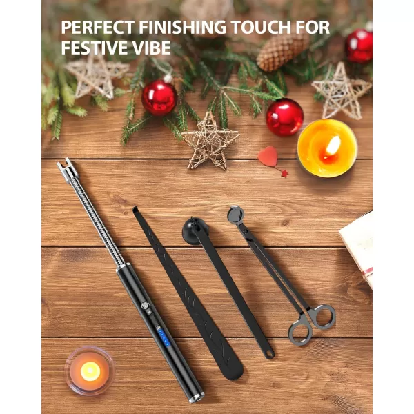 imageRONXS Lighter Electric Lighter Rechargeable Arc Type C Candle Lighters with LED Battery Display Flexible Neck Windproof Flameless Plasma Long Lighters for Candle BBQ Camping