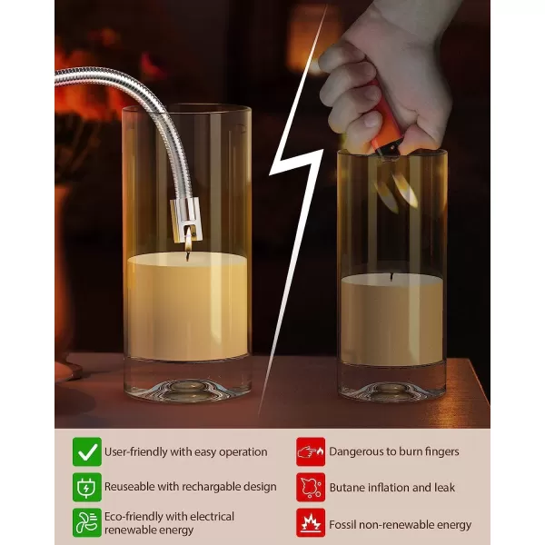imageRONXS Lighter Electric Lighter Rechargeable Arc Type C Candle Lighters with LED Battery Display Flexible Neck Windproof Flameless Plasma Long Lighters for Candle BBQ Camping