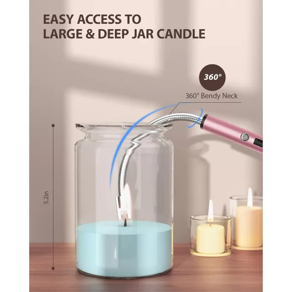 imageRONXS Lighter Electric Lighter Rechargeable Arc Type C Candle Lighters with LED Battery Display Flexible Neck Windproof Flameless Plasma Long Lighters for Candle BBQ Camping