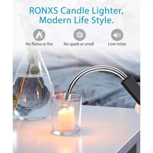 imageRONXS Lighters for Candle Square Electric Grill Arc Lighter USB Rechargeable Lighters Long Flexible Neck for Gas Stoves Camping Cooking BBQs Fireworks MultiColorBlack