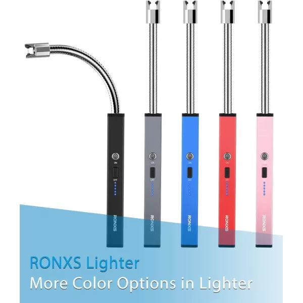 imageRONXS Lighters for Candle Square Electric Grill Arc Lighter USB Rechargeable Lighters Long Flexible Neck for Gas Stoves Camping Cooking BBQs Fireworks MultiColorBlack