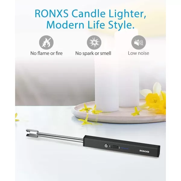 imageRONXS Lighters for Candle Square Electric Grill Arc Lighter USB Rechargeable Lighters Long Flexible Neck for Gas Stoves Camping Cooking BBQs Fireworks MultiColorBlack