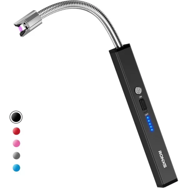 imageRONXS Lighters for Candle Square Electric Grill Arc Lighter USB Rechargeable Lighters Long Flexible Neck for Gas Stoves Camping Cooking BBQs Fireworks MultiColorBlack