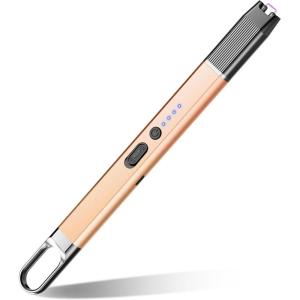 imageRonxs Lighter Electric Lighter Windproof Flameless Arc USB Candle Lighter Plasma Rechargeable Lighter with Hanging Hook for Candle BBQ CampingChampagne