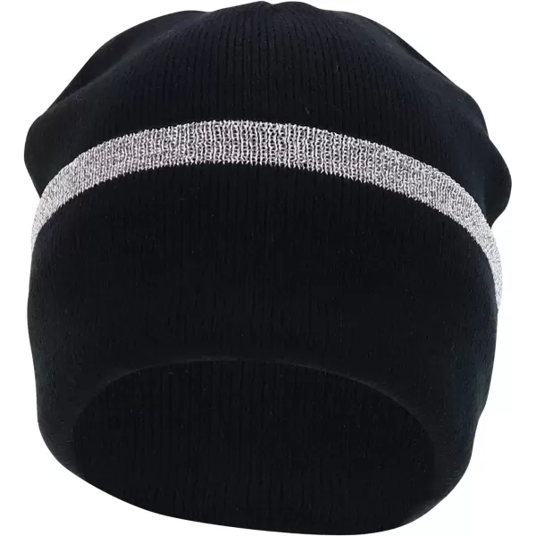 imageTrendy Apparel Shop Rib Knit Lined Reflective BeanieBlack