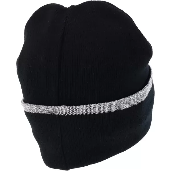 imageTrendy Apparel Shop Rib Knit Lined Reflective BeanieBlack